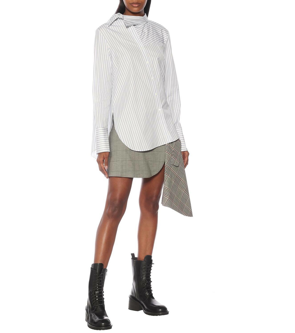 Monse Tie-neck striped cotton shirt