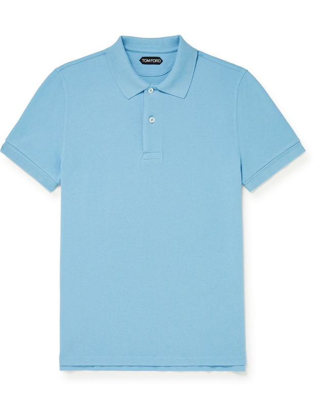 Photo: TOM FORD - Garment-Dyed Cotton-Piqué Polo Shirt - Blue