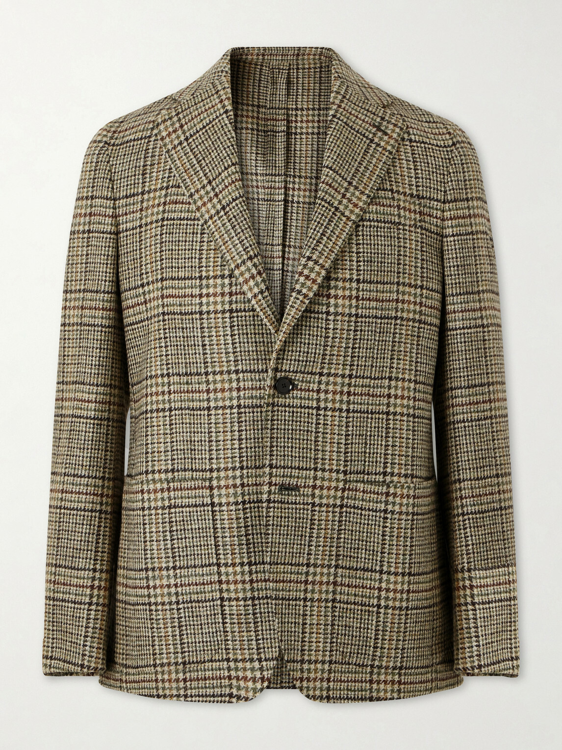 Caruso - Butterfly Checked Wool Blazer - Brown