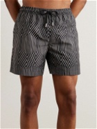 Mr P. - Frank Straight-Leg Mid-Length Striped Swim Shorts - Black