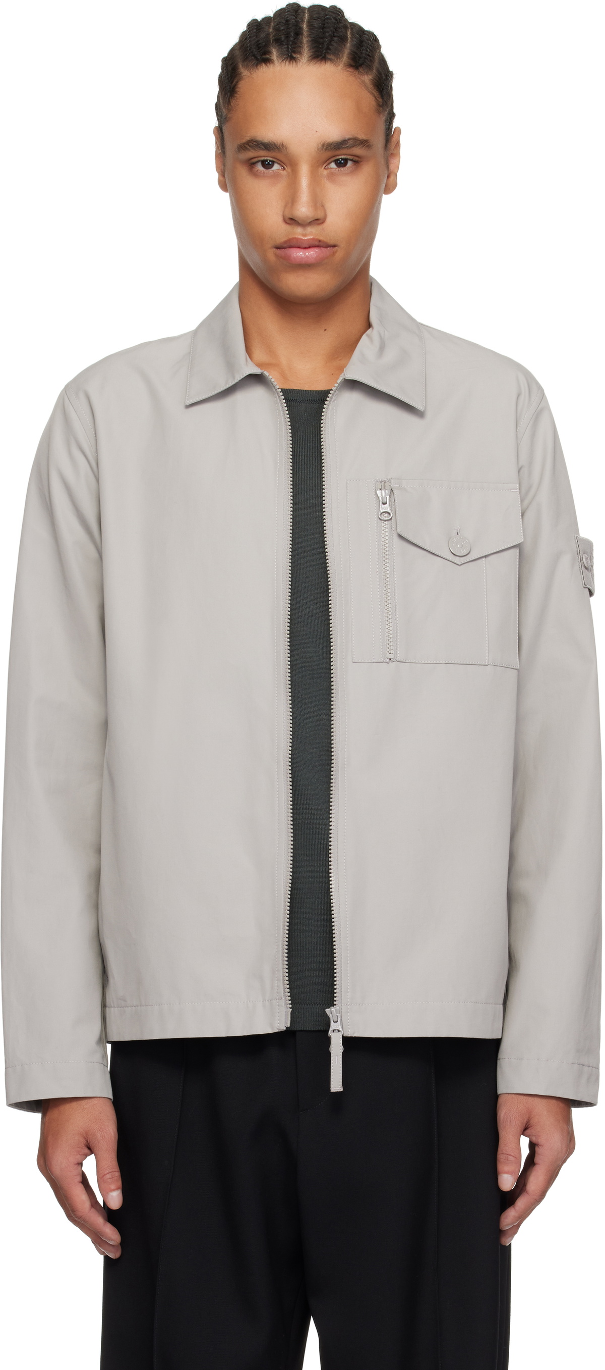 Stone Island Gray Weatherproof Cotton Canvas Ghost Jacket Stone Island