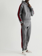 GUCCI - Tapered Webbing-Trimmed Ribbed Wool and Cashmere-Blend Sweatpants - Gray