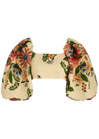 Farm Rio Delicate Garden Printed Cropped Linen top Cream