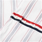 Thom Browne Men's Stripe Button Down Oxford Shirt in White/Blue/Red