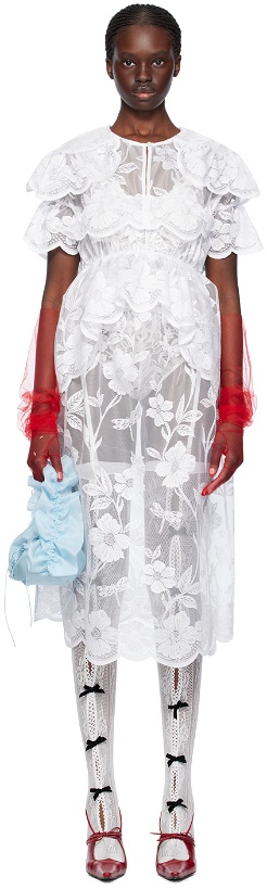 Photo: Yuhan Wang White Curtain Lace Midi Dress