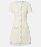 Self-Portrait Lace-trimmed bouclé minidress