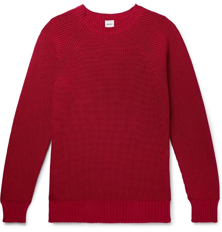 Photo: Aspesi - Slim-Fit Cotton Sweater - Red