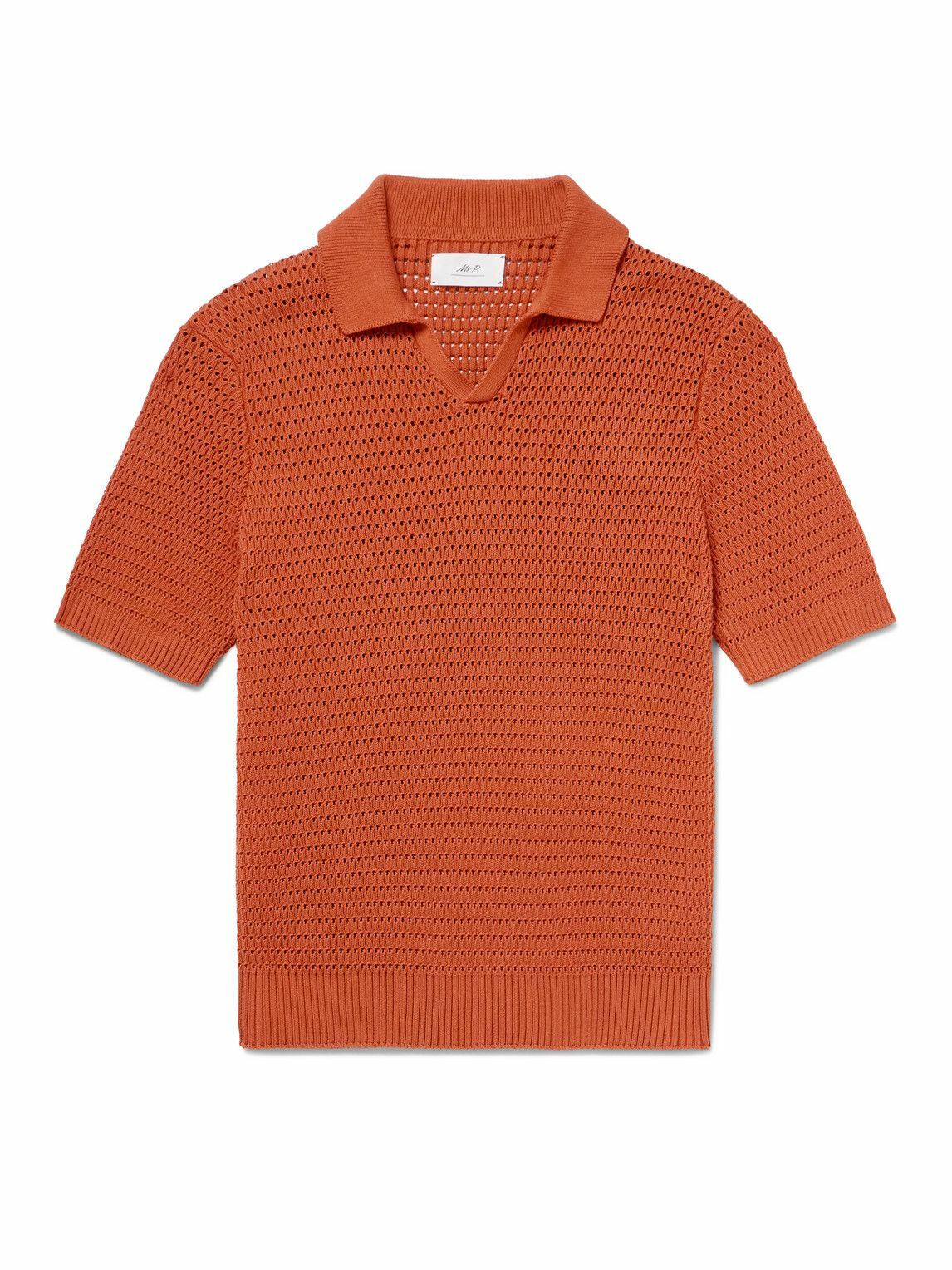 Mr P. - Open-Knit Organic Cotton Polo Shirt - Orange Mr P.