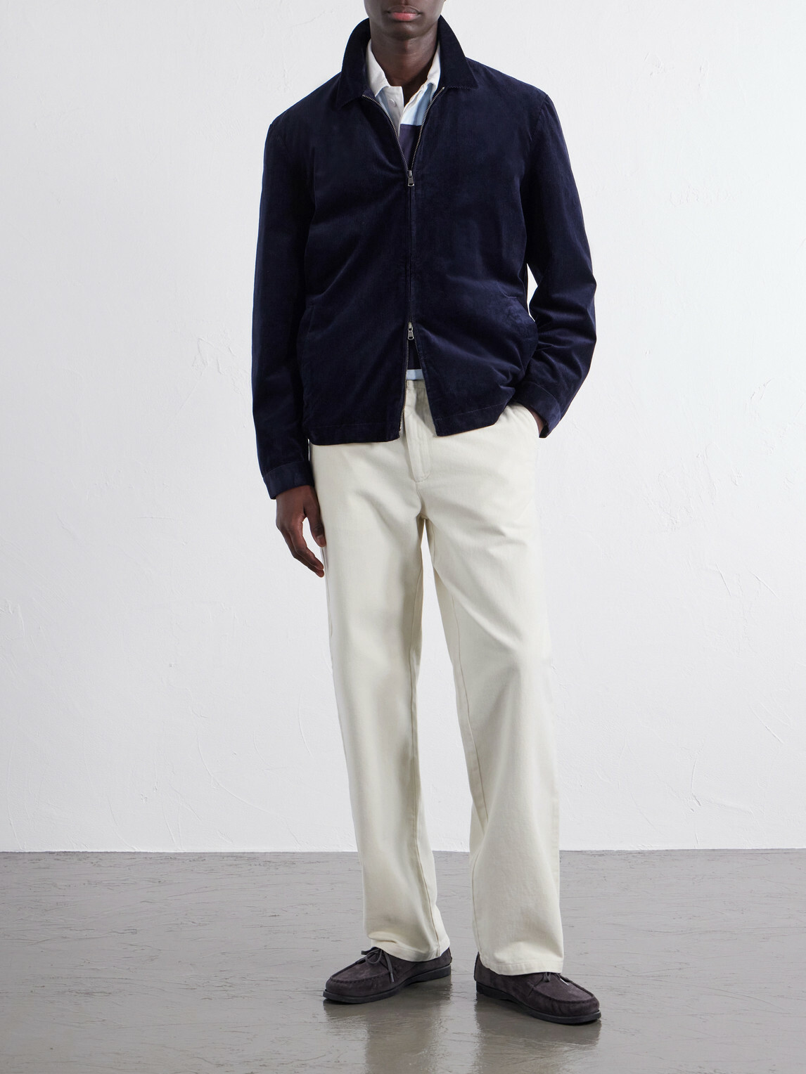 Sunspel - Cotton-Blend Corduroy Blouson Jacket - Blue
