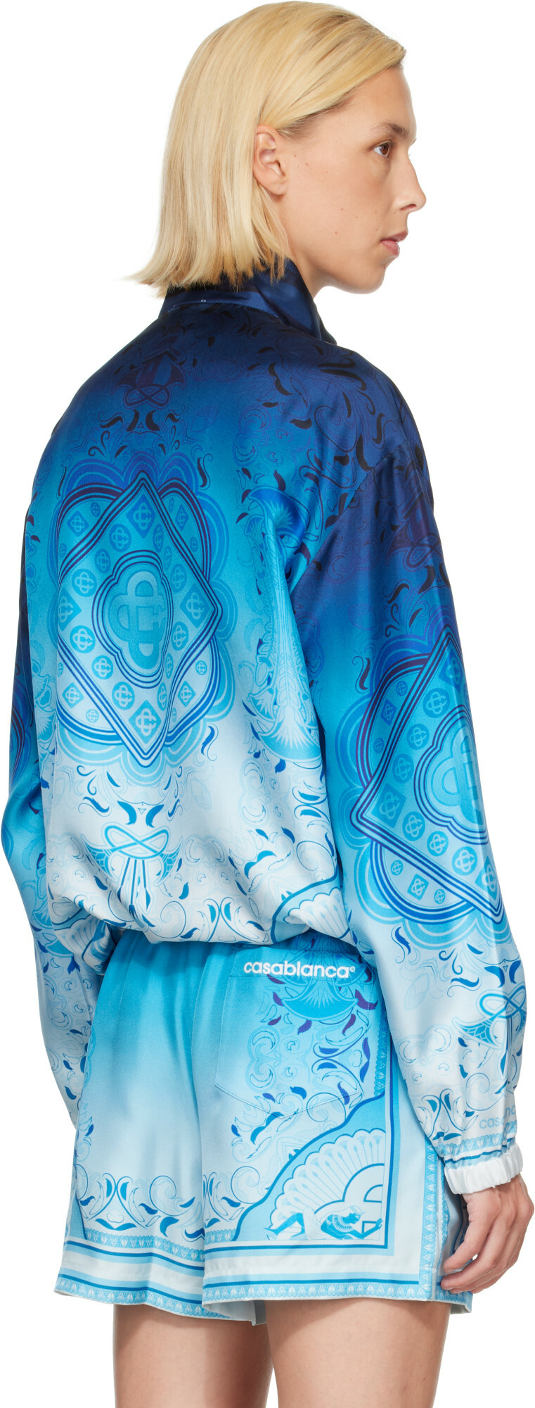 Casablanca Blue Gradient Egyptian Rug Silk Track Jacket