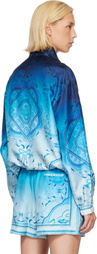Casablanca Blue Gradient Egyptian Rug Silk Track Jacket
