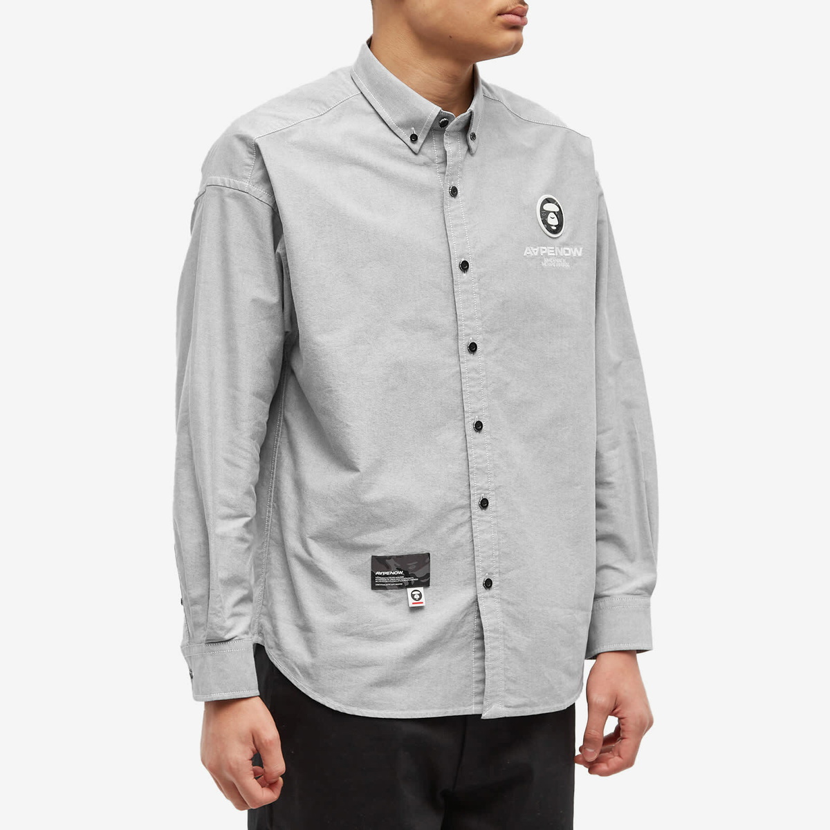 Men's AAPE Now Oxford Cotton Shirt in Black