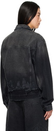 GUESS USA Black Distressed Denim Jacket