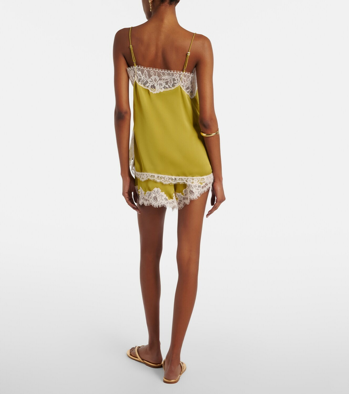 Faithfull Norden lace-trimmed satin shorts