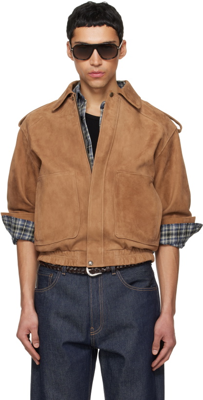 Photo: TONYWACK Tan Goat Suede Bomber Jacket