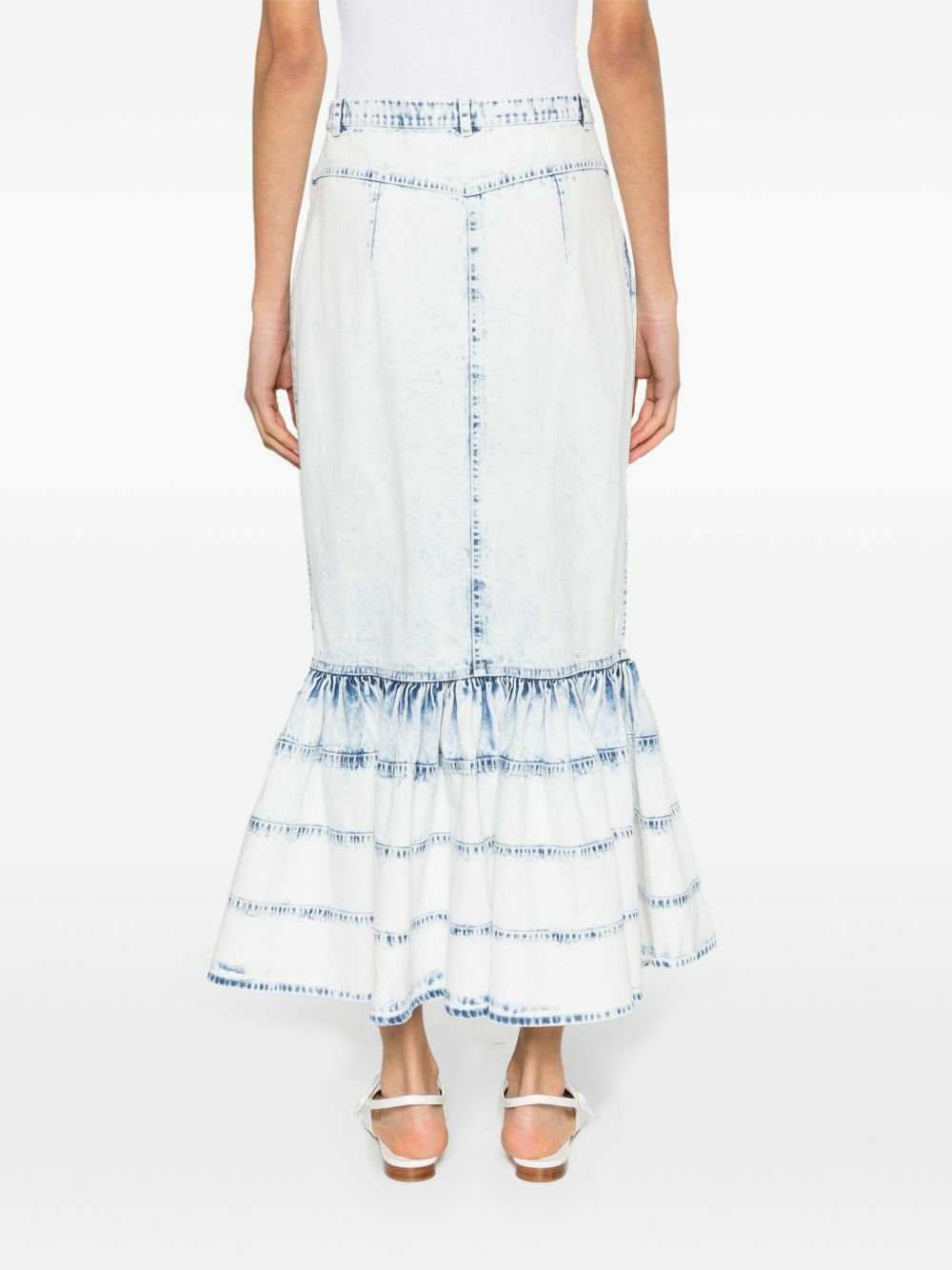 Huishan Zhang Blue Noelani Denim Midi Skirt