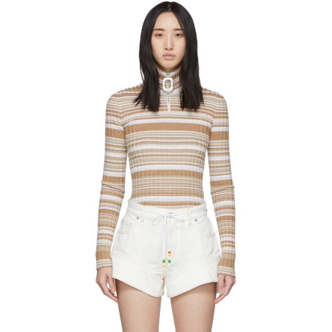 Photo: JW Anderson Beige and White Rib Neckband Turtleneck