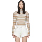 JW Anderson Beige and White Rib Neckband Turtleneck