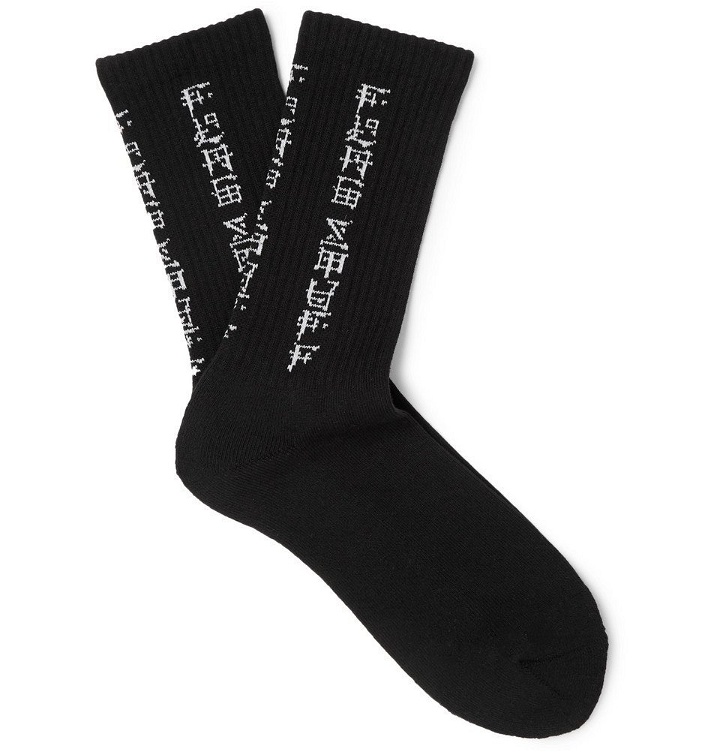 Photo: Flagstuff - Intarsia Cotton-Blend Socks - Black