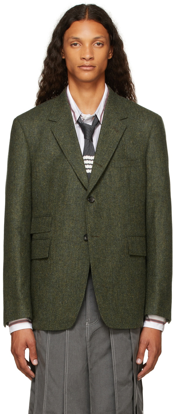 Thom Browne Green Donegal Tweed University Sport Blazer Thom Browne