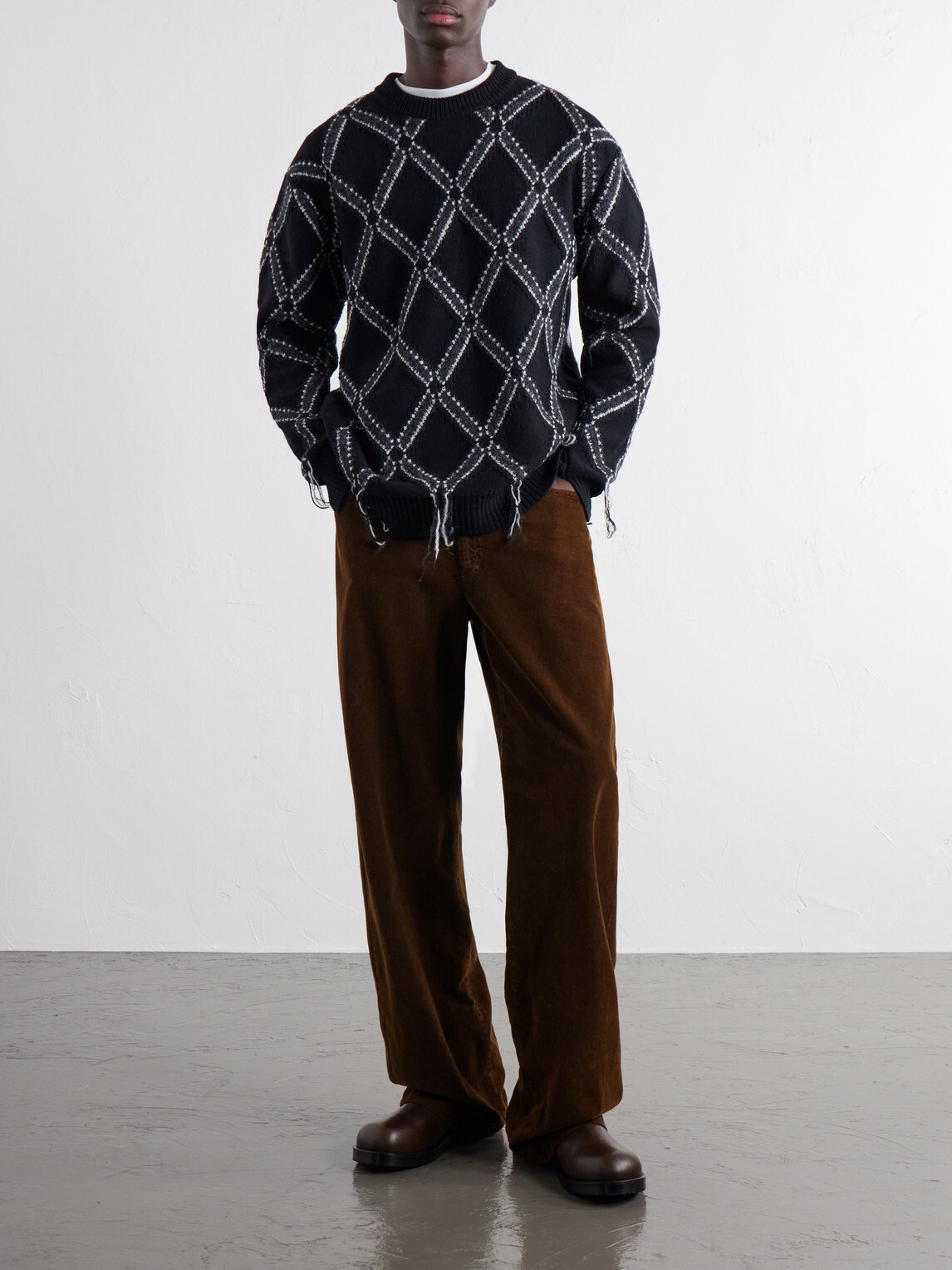 Junya Watanabe - Intarsia Wool-Blend Sweater - Black