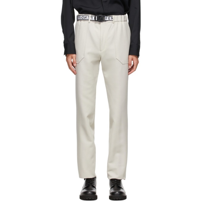 Photo: Fendi Off-White Belted Trousers