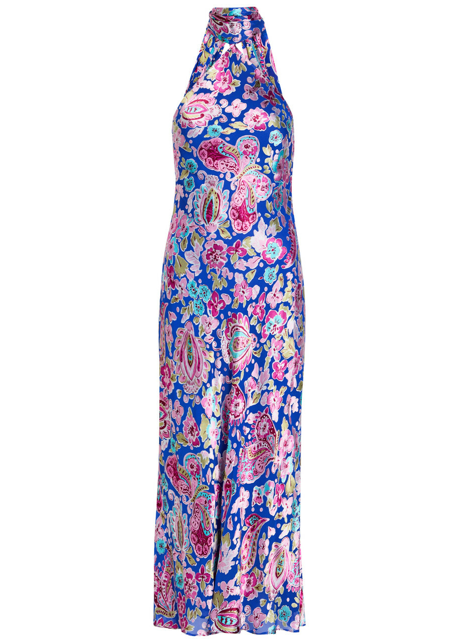 Rixo Hayley Scarf-effect Devoré Maxi Dress Multicoloured