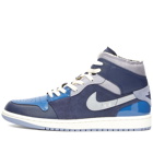 Air Jordan Men's 1 Mid Se Craft Sneakers in Obsidian/White/French Blue