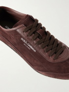 Dolce&Gabbana - Leather-Trimmed Suede Sneakers - Brown