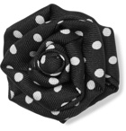 Charvet - Polka-Dot Silk-Faille Lapel Pin - Black