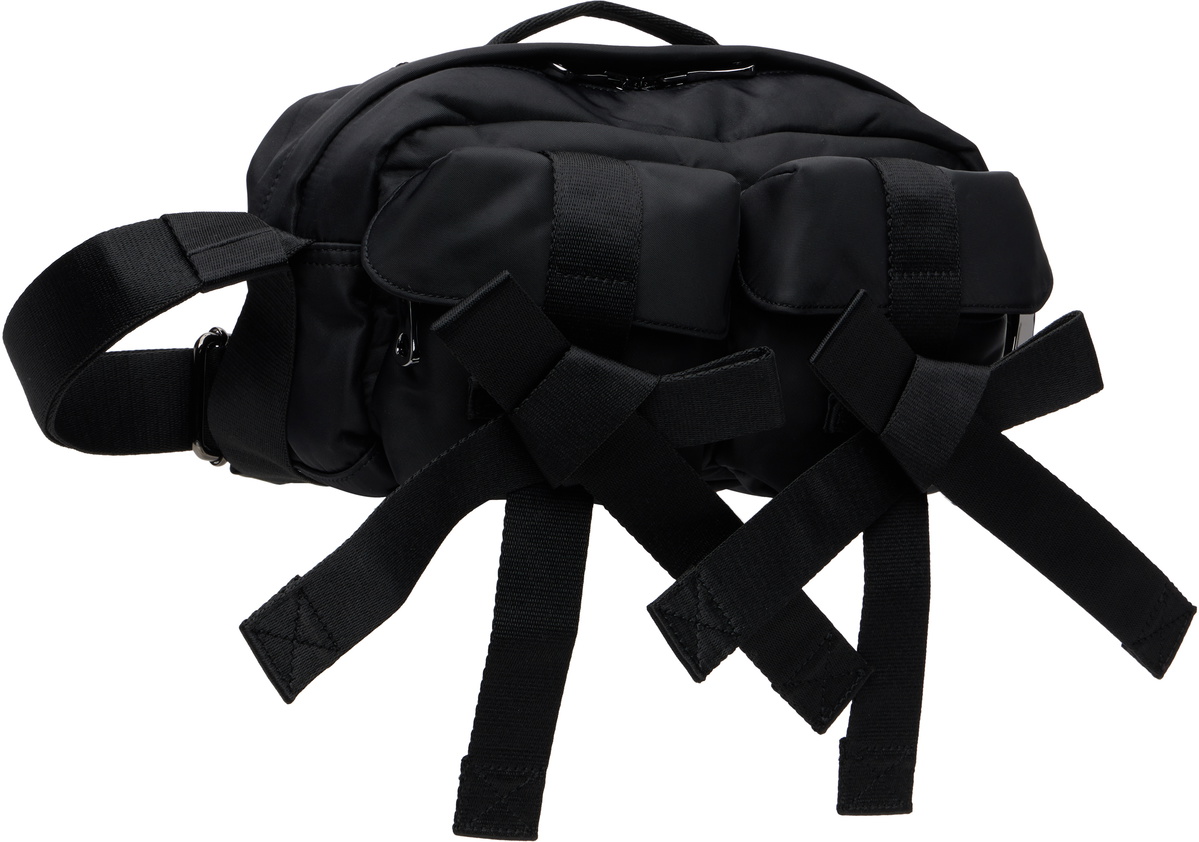 Simone Rocha Black Beaded Classic Bow Crossbody Bag