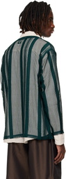 South2 West8 Green Poly Lace V-neck Cardigan