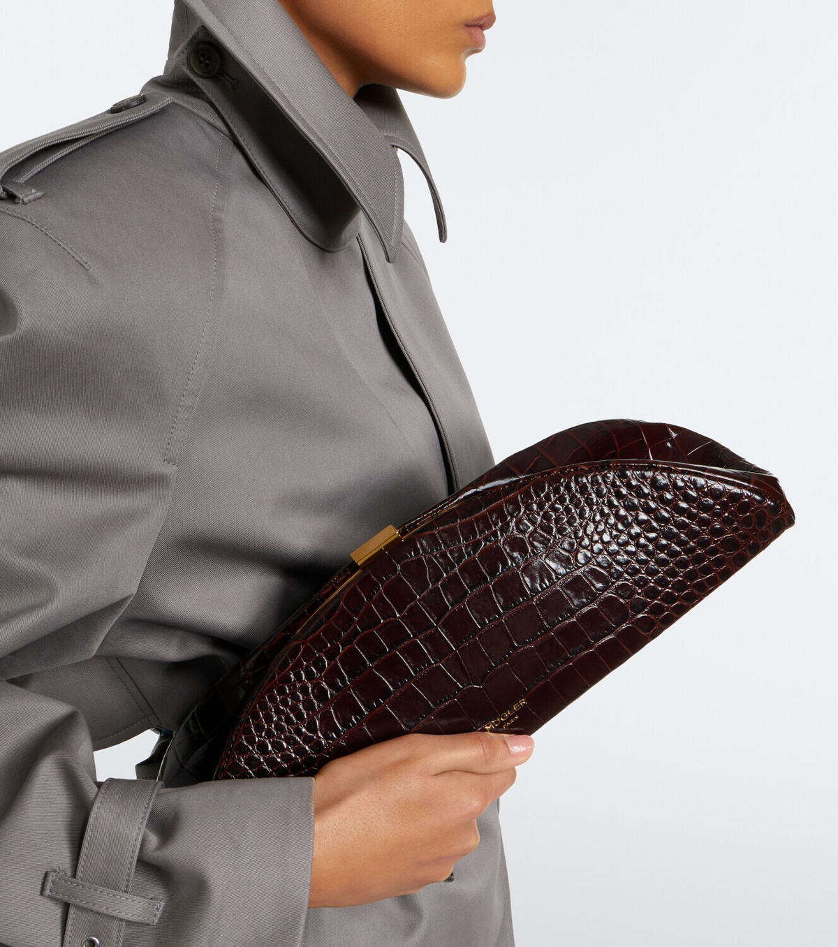 Mugler Lua croc-effect leather clutch