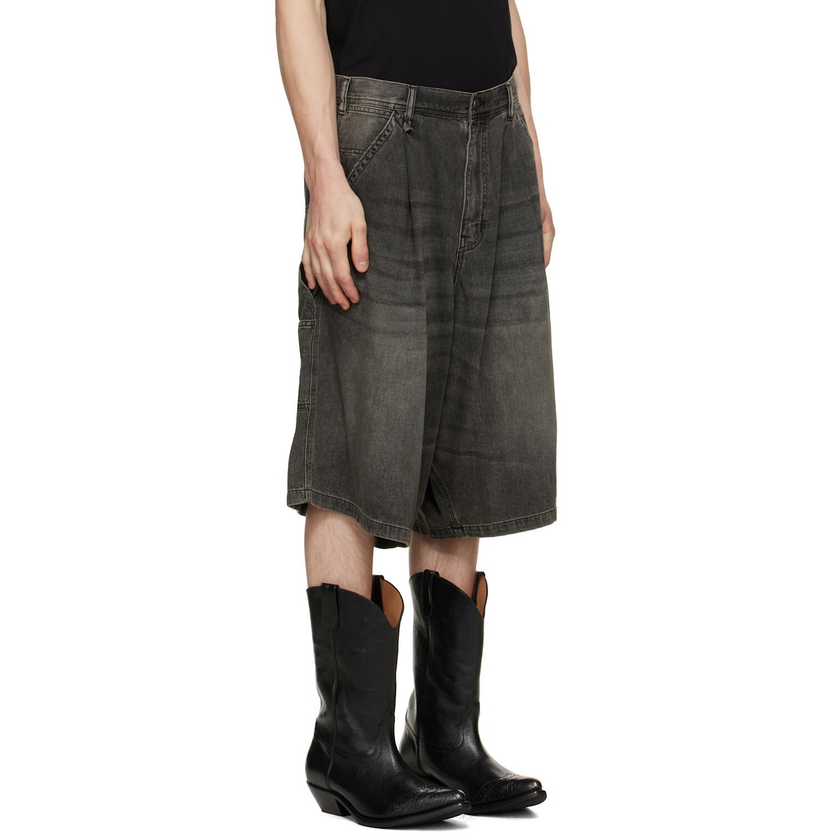 R13 Black Jesse Carpenter Denim Shorts