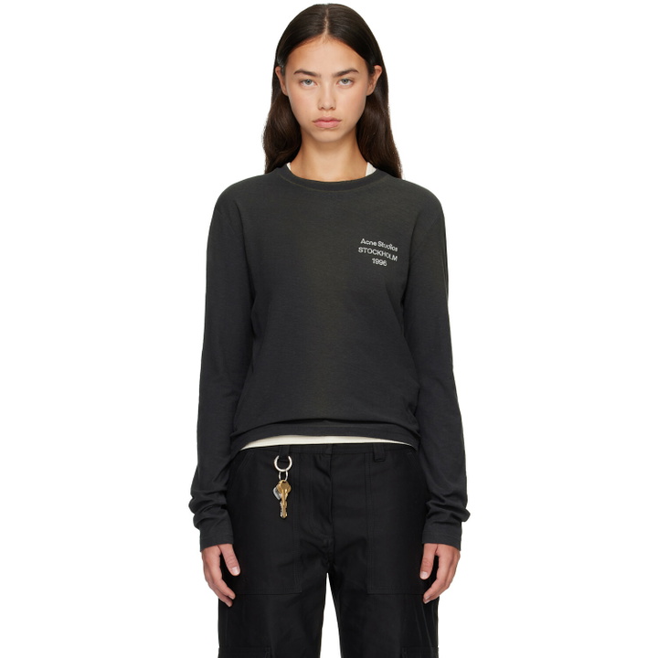 Photo: Acne Studios Black Distressed Logo Long Sleeve T-shirt