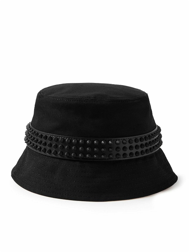 Photo: Christian Louboutin - Bobino Spikes Leather-Trimmed Cotton-Canvas Bucket Hat - Black
