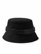 Christian Louboutin - Bobino Spikes Leather-Trimmed Cotton-Canvas Bucket Hat - Black