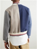Thom Browne - Colour-Block Brushed Wool and Cashmere-Blend Bomber Jacket - Blue
