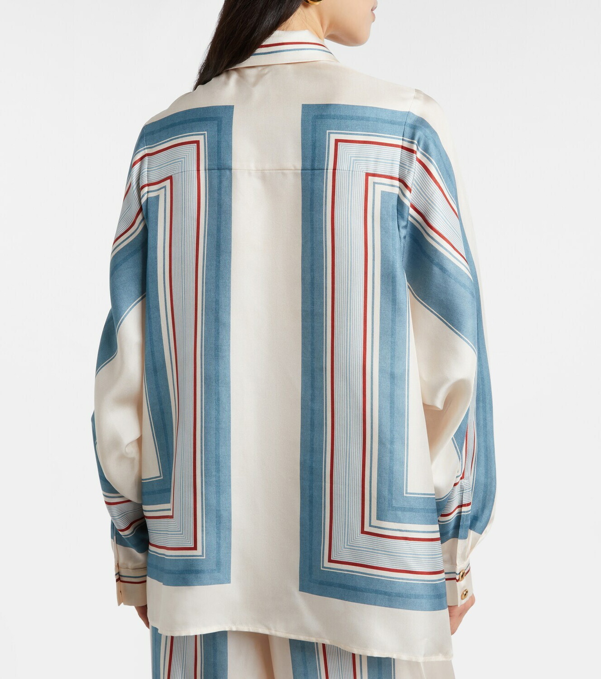 Zimmermann Striped scarf-detail silk shirt