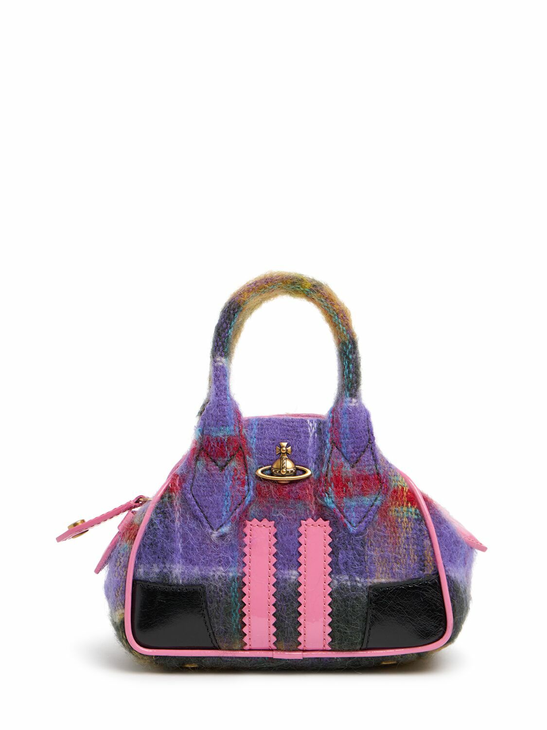 VIVIENNE WESTWOOD Mini Yasmin Tartan Mohair Chain Bag Vivienne