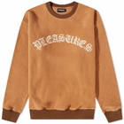 Pleasures Men's Mars Sherpa Crew Neck Sweatshirt in Brown