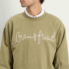 Bram's Fruit Men's Garden Hose Chain Stitch Crewneck Sweatshirt in Solid Olive Green