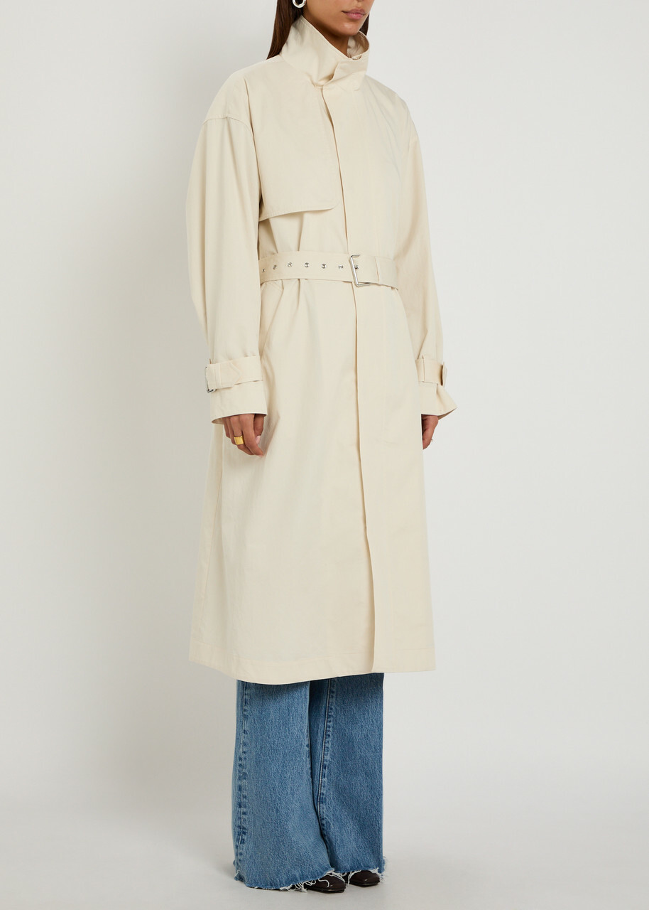 Frame The Field Belted Cotton Trench Coat Off White