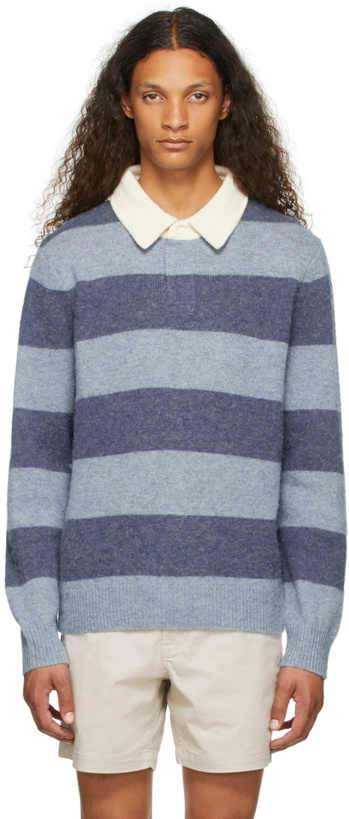 Photo: Polo Ralph Lauren Blue Striped Wool Rugby Sweater
