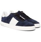 Valentino - Valentino Garavani Flycrew Leather-Panelled Suede Sneakers - Men - Blue