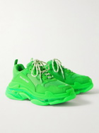 Balenciaga - Triple S Clear Sole Mesh, Nubuck and Leather Sneakers - Green