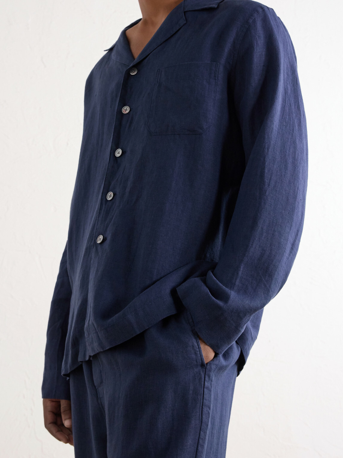Derek Rose - Sicily 1 Linen-Canvas Pyjama Set - Blue