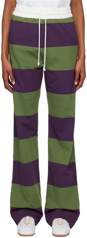 Photo: Dries Van Noten Green & Purple Striped Lounge Pants
