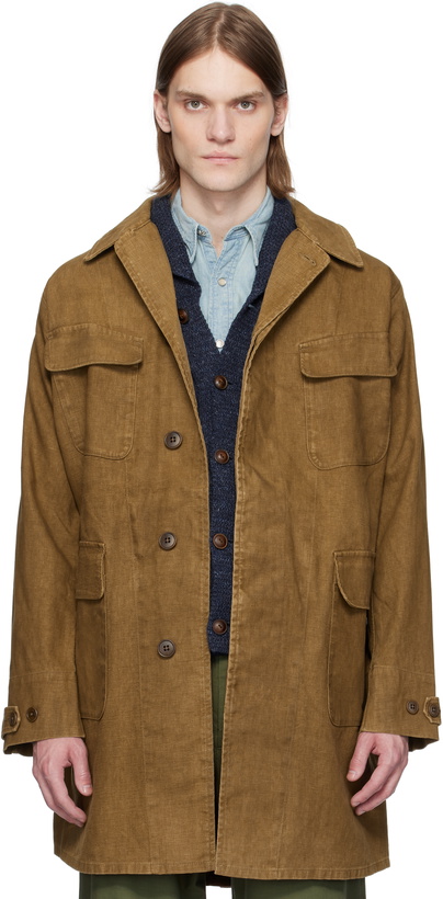 Photo: RRL Brown Bonded Linen Walking Coat