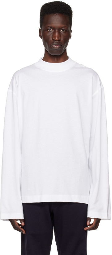 Photo: Dries Van Noten White Mock Neck Long Sleeve T-Shirt